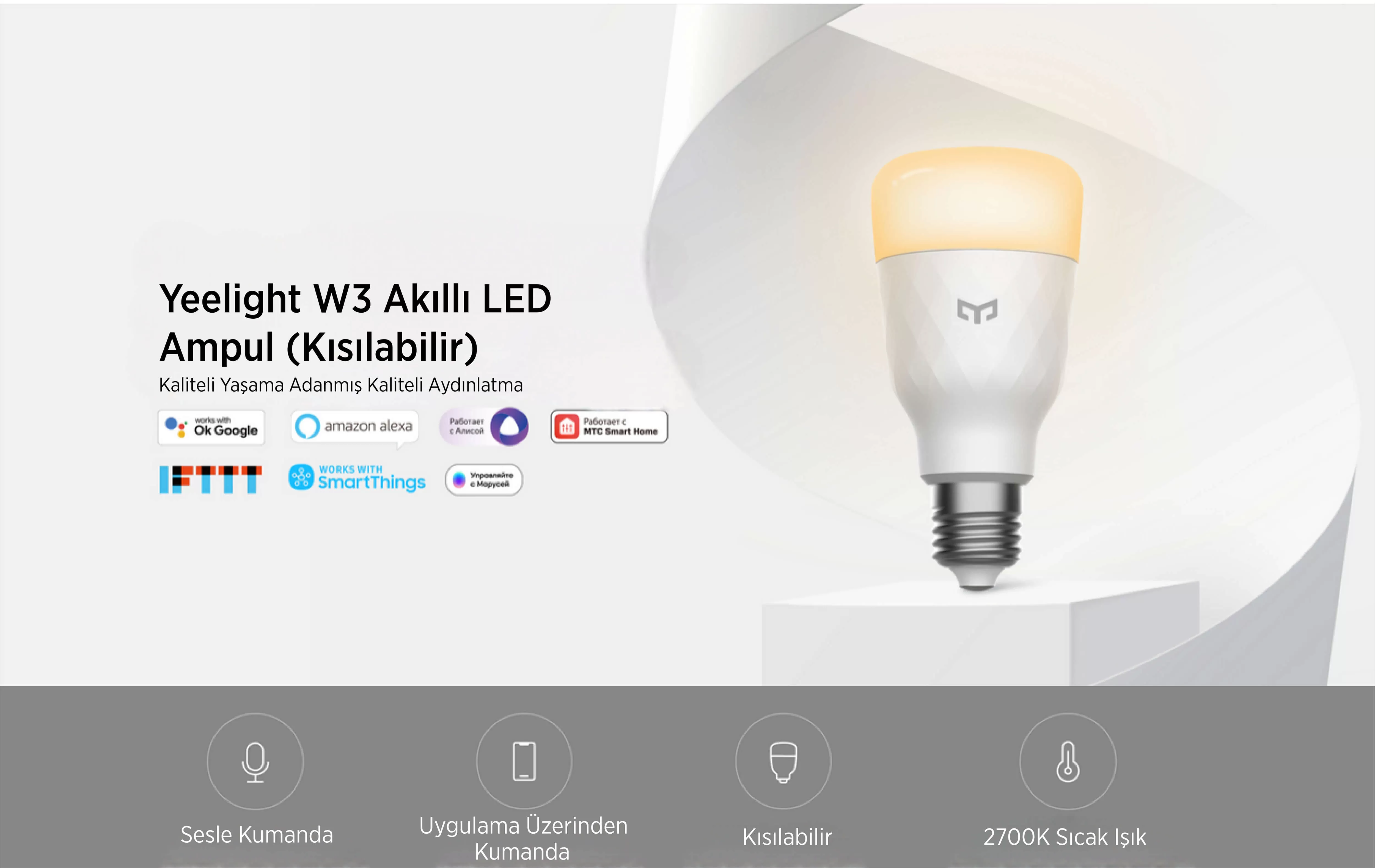 Yeelight W3 LED Akıllı Ampul E27(Beyaz)