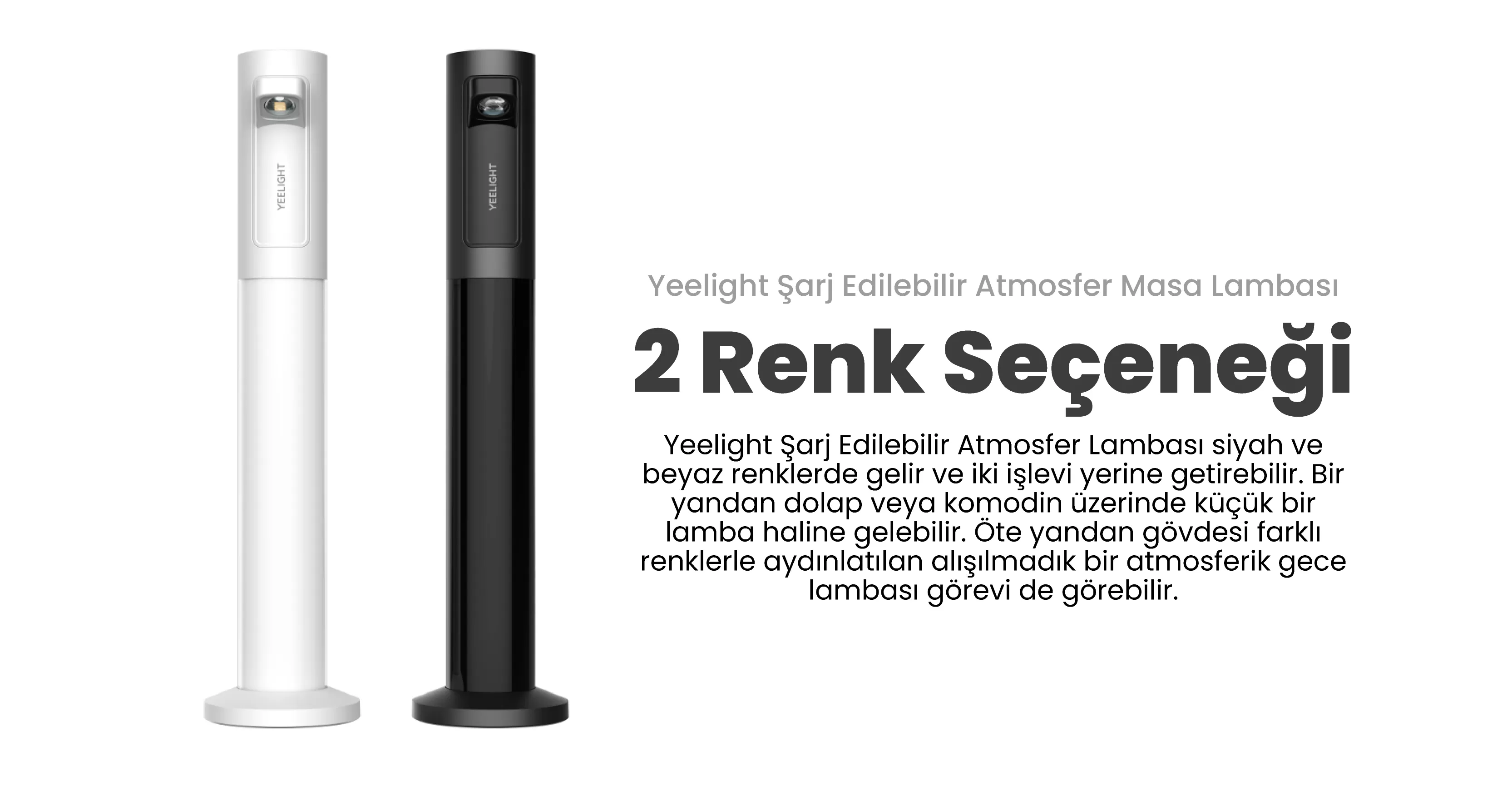 Yeelight Şarj Edilebilir Atmosfer Masa Lambası Beyaz