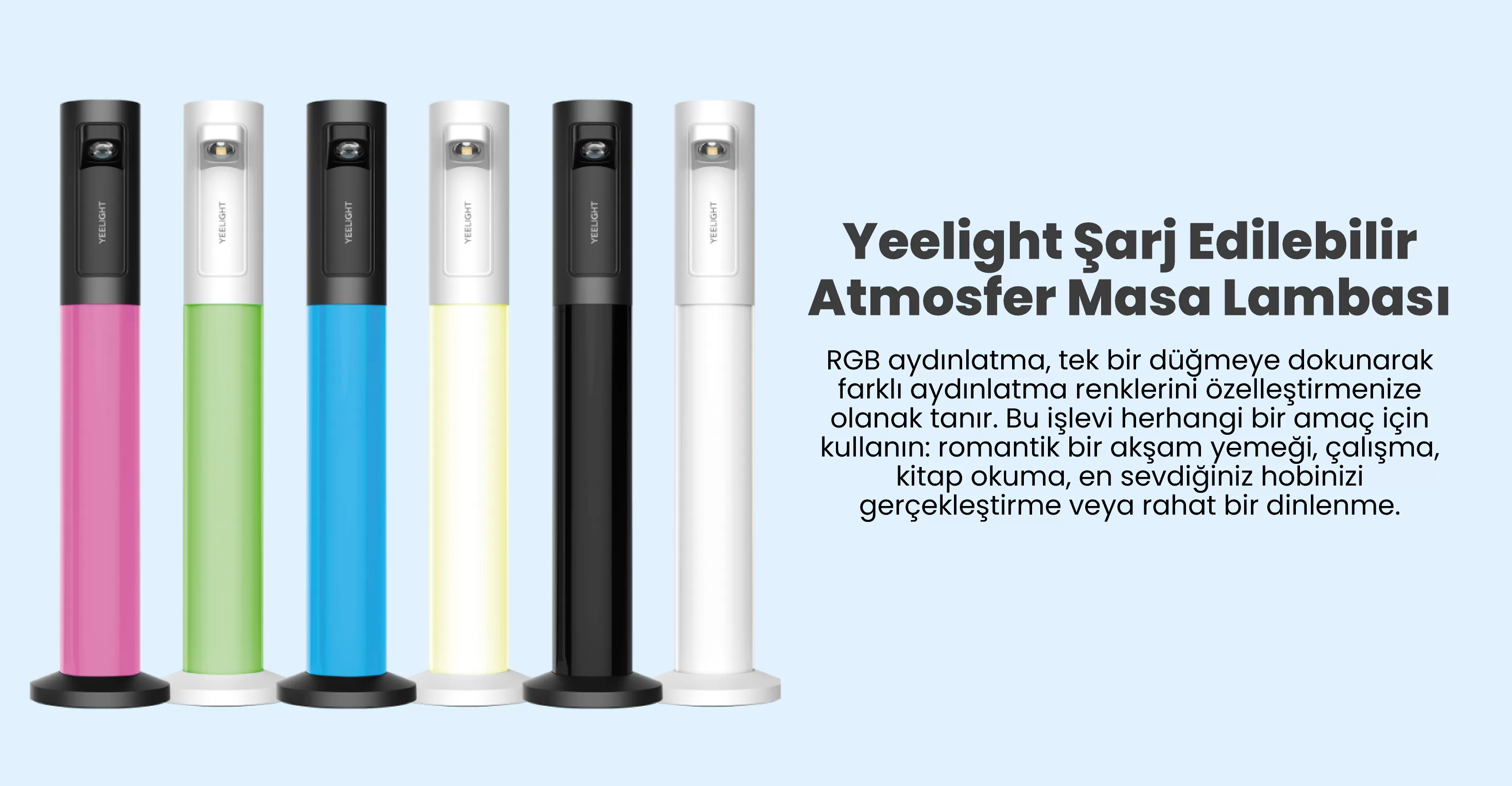 Yeelight Şarj Edilebilir Atmosfer Masa Lambası Beyaz