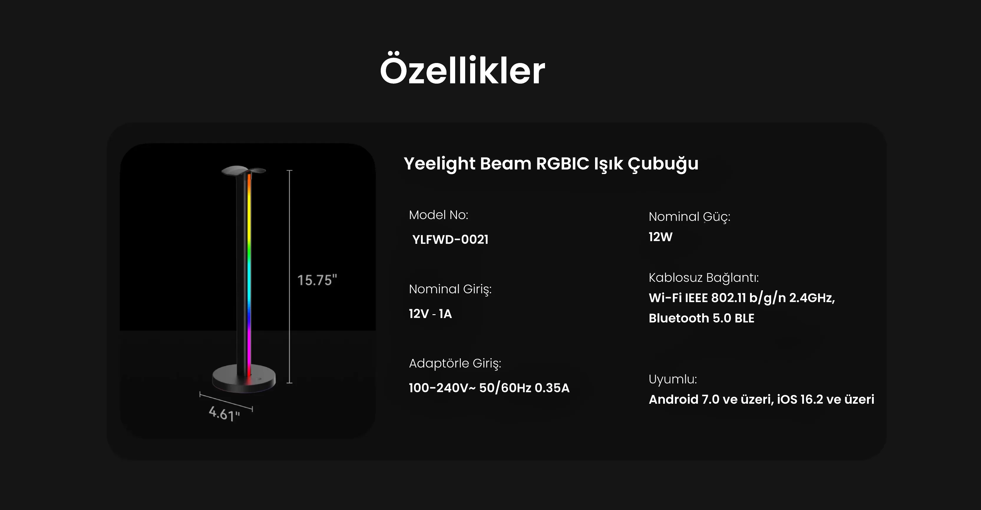 Yeelight Beam RGBIC Işık Çubuğu (2 li Paket)