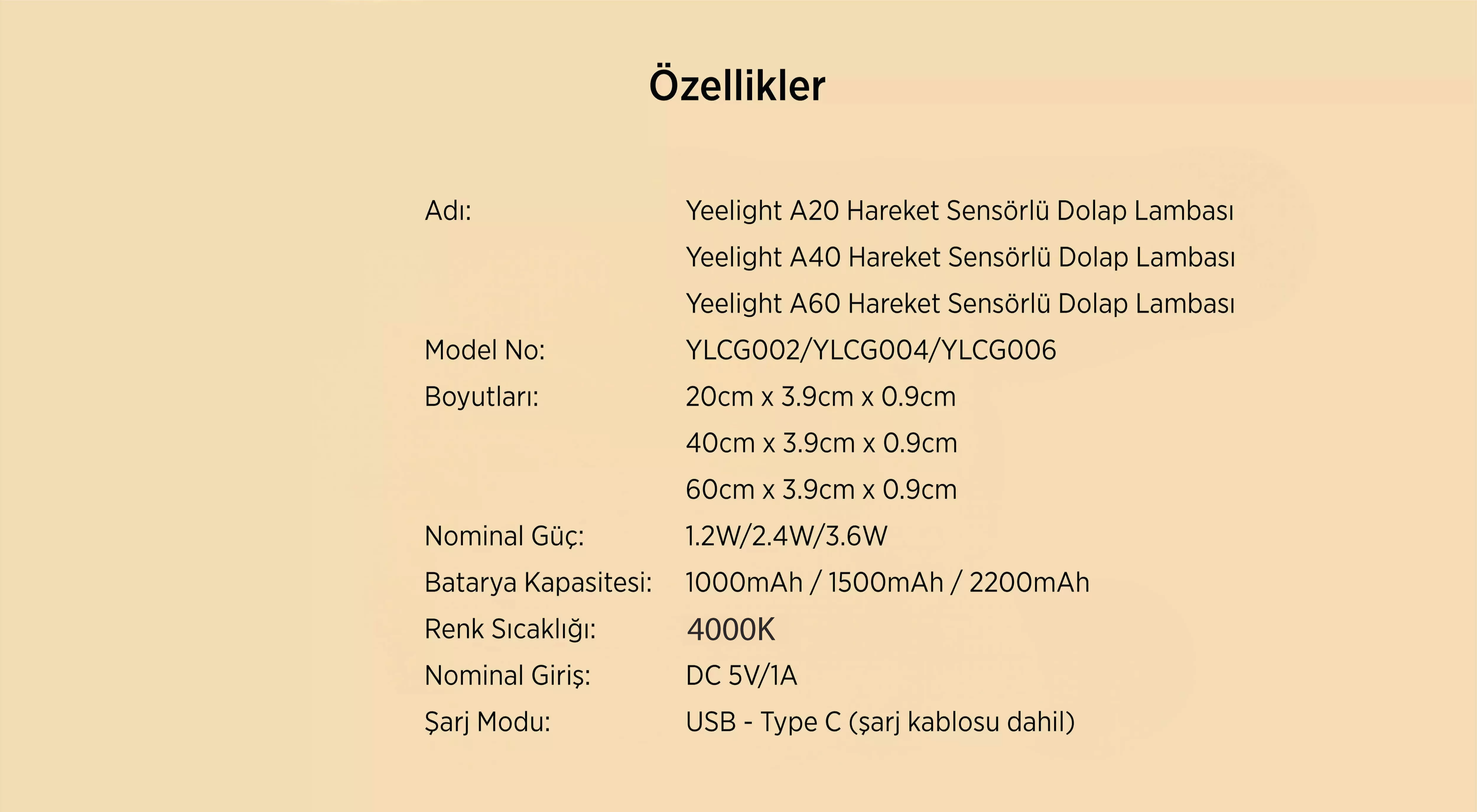 Yeelight Hareket Sensörlü Dolap Lambası (40cm) Silver